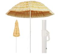 Beach Umbrella Natural 240cm PP Canopy Polyester Lining Powder-Coated Steel UV50