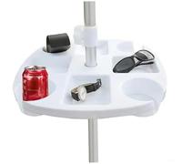 Beach Umbrella Table with Hole, 17.7 Inch PP Beach Umbrella Table Tray with 4 Cup Holders, 4 Snack Compartments for Patio, Garden, Swimming Pool, Tray