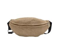 Beach Vacation Fashion Straw Chest Bag Adjustable Strap Woven Handbag Crossbody Waist Pouches Belt Bag for Women Men Straw Chest Bag