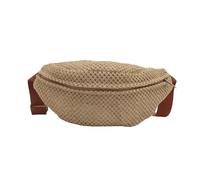 Beach Vacation Fashion Straw Chest Bag Adjustable Strap Woven Handbag Crossbody Waist Pouches Belt Bag for Women Men Straw Chest Bag