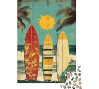 Beach Vibes Surfboards Adult Jigsaw Puzzle, 1000 Pieces, 38x26cm/1000pcs; Smooth White Card with Reduced Dust; Screen-free Family Time at Home