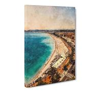 Beach View In Nice France Canvas Print | Gallery Wrapped 30mm Frame Wall Art | 24x16 inches | Ready to Hang | Coastal Seascape Picture | Living Room Bedroom Lounge Office