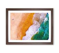 Beach Views Of The Gold Coast Painting Modern Art Framed Print | A3 Walnut Framed Wall Art | Ready to Hang | Modern Beach Picture | Living Room Bedroom Lounge Office