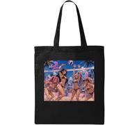 Beach Volleyball Game in Miami Natural Cotton Tote Bag Black