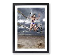 Beach Volleyball Sand Sport Framed Print | A2 Oak Framed Wall Art | Ready to Hang | Modern Beach Picture | Living Room Bedroom Lounge Office