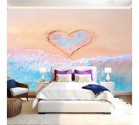 Beach Wall Murals for Living Room Beach Love Graphic 3D Print Photo Wallpaper Luxury Design Modern Non-Woven Wall Mural Sofa TV Kids Bedroom Decoration 200 x 140cm
