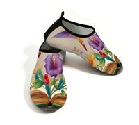 Beach Water Shoes for Women Men Quick Dry Breathable Swim Aqua Socks Non Slip Barefoot Shoes for Pool Surf,Colorful Hummingbirds Book