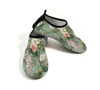 Beach Water Shoes for Women Men Quick Dry Breathable Swim Aqua Socks Non Slip Barefoot Shoes for Pool Surf,Vintage Shabby Chic Botanical Floral