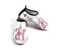 Beach Water Shoes for Women Men Quick Dry Breathable Swim Aqua Socks Non Slip Barefoot Shoes for Pool Surf,Pink Letters Paris