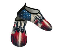 Beach Water Shoes for Women Men Quick Dry Breathable Swim Aqua Socks Non Slip Barefoot Shoes for Pool Surf,4th of July American Flag Fighter Jet