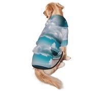 Beach White Clouds Dog Hoodie for Medium Large Dogs, Warm Soft Pet Sweatshirt, Easy to Wear Jumper Clothes
