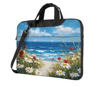 Beach White Daisies And Red Poppies Laptop Bag Laptop Case 15.6 Inch Computer Bags Padded Sleeve Cover For Women Men