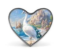 Beach White Peacock Badge Heart Shape Cute Brooch Pins Button Badges for Backpack Jackets Hats Decor