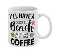 Beach with My Morning Coffee Mug Beach Kitchen Mug Funny Coffee Mug,Man Cave Prints,The Best Gift for Colleagues, Parents, and Grandparents, 110z Men and Women