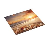 Beach with Seashells Sunset Printed Dish Drying Mat 46x41CM Dish Drying Pad Highly Absorbent Microfiber Kitchen Counter Mat for Dishes Drainer