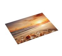 Beach with Seashells Sunset Printed Dish Drying Mat 61x46 CM Dish Drying Pad Highly Absorbent Microfiber Kitchen Counter Mat for Dishes Drainer