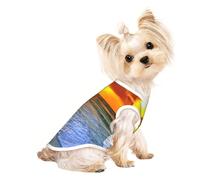 beach with sunset print Dog Shirts for Small Dogs Stretchy T-Shirts Lightweight Tank Top Sleeveless Striped Vest