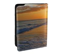 beach with sunset Printed Passport Holder - 6.5 x 4.5 Inch RFID Blocking Travel Wallet,Stylish Passport Cover,Lightweight Document Organizer for Cards