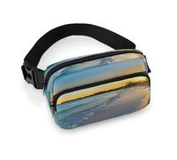 Beach with Waves and Sunset Money Belts Travel Fanny Pack with Adjustable Buckle Fashion Waist Packs for Women Men