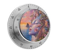 Beach Womans Face House Round Kitchen Timer Mini Cooking Timer Countdown Stainless Steel Digital Timers for Home