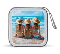 Beach Women CD Case Portable DVD Storage Small CD Holder Organizer for Home Travel