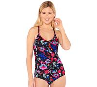 Beachcomber Blanket Stitch Floral Cross Back Swimsuit In Black Black 18