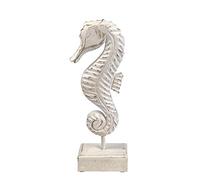 Beachcombers B23273 Small White Washed Wood Seahorse on Stand, 13-inch High
