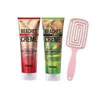Beaches and Creme Ultra Rich Hot Tanning Butter 250ml & Dark Tanning Gelee 250ml + Free Detangling Hair Brush - Hydrating Tan Enhancer with Carrot Oil, Hemp Seed, Shea Butter & Oolong Tea