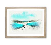 Beaches In Lakonia Greece In Abstract Modern Art Framed Print | A3 Oak Framed Wall Art | Ready to Hang | Abstract Fantasy Picture | Living Room Bedroom Lounge Office