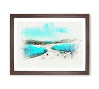 Beaches In Lakonia Greece In Abstract Modern Art Framed Print | A3 Walnut Framed Wall Art | Ready to Hang | Abstract Fantasy Picture | Living Room Bedroom Lounge Office
