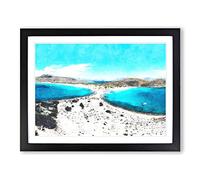 Beaches In Lakonia Greece Painting Modern Art Framed Print | A3 Black Framed Wall Art | Ready to Hang | Modern Historical Picture | Living Room Bedroom Lounge Office