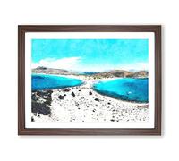Beaches In Lakonia Greece Painting Modern Art Framed Print | A4 Walnut Framed Wall Art | Ready to Hang | Modern Historical Picture | Living Room Bedroom Lounge Office