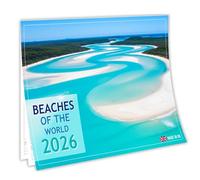Beaches of the World Calendar 2026 - A4 Wall Calendar A3 When Open, Stunning Beach Photography, Premium 150gsm Silk Paper, Home or Office Calendar, UK Bank Holidays, Made & Designed in the UK
