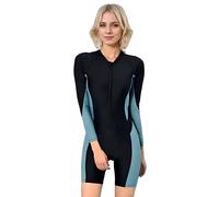 BEACHKINI Women's One-Piece Swimsuit for Women Long-Sleeved Swimwear with Front Zip Swimsuit,Surfwear,Rash Guards,26 Black,XXL