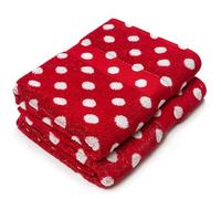 Beachland Polka Dot Bath Towel Set - Reversible Terry Cloth- Soft Cotton - Super Absorbent and Fast Drying Towels - Fade Resistant - Eco-Friendly (Red, 2 Bath)