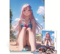 Beachside Glow Anime Girl 1000 Piece Jigsaw Puzzle for Teenagers Thought Training Pleasant Downtime Uniform Cut Warm Xmas Gift (50x75cm)