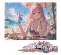 Beachside Glow Anime Girl Vivid Jigsaw Puzzle for Adults, 1000 Pieces | Colour and shape sorting - a clear section-by-section approach at home.