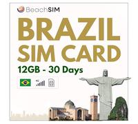 BeachSIM Brazil SIM card South America 30 days. 12GB-data at 4G/5G speeds. Data SIM only. Free roaming in Chile, Peru and 9+ countries in Latin-America.