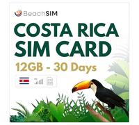 BeachSIM Costa Rica SIM Card 30 days. 12GB data at 4G/5G speeds. Prepaid Data only. Free roaming in Panama, Nicaragua and 9+ countries in Latin America
