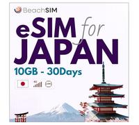 BeachSIM Japan eSIM 30 Days. 10GB Data at 4G/5G Speed. Prepaid Data Only, Quick Activation. Easy Charging. Works on iOS and Android Devices.