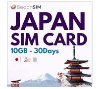 BeachSIM Japan SIM Card 30 Days, 10GB Data Only at 4G/5G Speed, Quick Activation, Easy to Recharge, Works on iOS and Android Devices