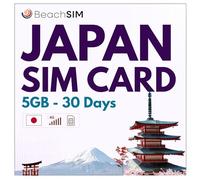 BeachSIM Japan SIM Card 30 Days. 5GB Data Only at 4G/5G Speed. Quick Activation. Easy to Recharge. Works on iOS and Android Devices.