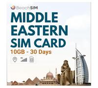 BeachSIM Middle East SIM Card 30 Days. 10GB Data at 4G/5G Speed. Data SIM only. Free roaming in Bahrain, Egypt, Kuwait, Oman and Pakistan.