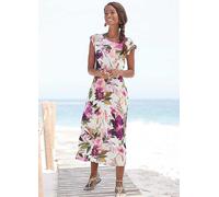 beachtime Floral Print Midi Dress White Floral