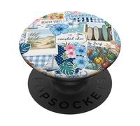 Beachy Blue Coastal Collage Preppy Cute Aesthetic Summer PopSockets Adhesive PopGrip