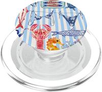 Beachy Blue Sea shells Coastal Collage Preppy Cute Aesthetic PopSockets PopGrip for MagSafe