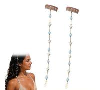Beachy Mermaid Hair Accent: Blue Star Decorative Snap Hair Clips, Starfish & Bead Details for Women, Summer Styling Pearl Shell Caribbean Accessory Vacation Seaside