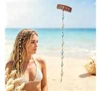 Beachy Mermaid Hair Accent Chain Ocean Starfish, Blue Star Decorative Snap Hair Clips, Boho Clip-In Layered Hairs Accessory, Pretty Summer Cute Accessory, for Beach Wedding Holiday Costume