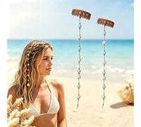 Beachy Mermaid Hair Accent Chain Ocean Starfish, Blue Star Decorative Snap Hair Clips, Boho Clip-In Layered Hairs Accessory, Pretty Summer Cute Accessory, for Beach Wedding Holiday Costume