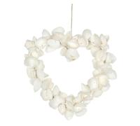 Beachy White Clamshell Hanging Heart Decoration - 23cm (1 Pc.) - Clusters of Clamshells Shaped in a Heart, Ideal for Traditional Seaside Decor, Suitable for Both Indoor and Outdoor Use